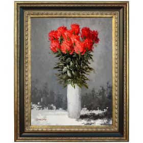 Red Flower Vase Framed