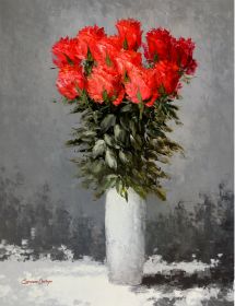 Red Flower Vase Gallery Wrap