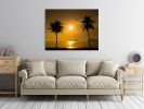 Two Palm Trees Sunset Tropical Beach 48x60