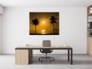 Two Palm Trees Sunset Tropical Beach 48x60